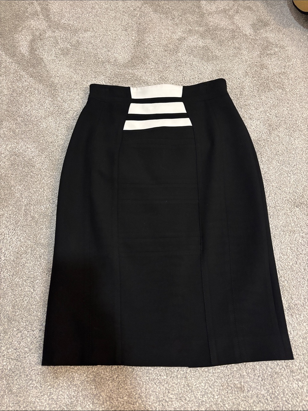 Karen Millen Black Pencil Skirt with White Stripe Detail